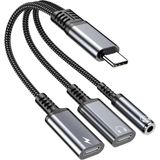 Microcase 60W 3in1 Alüminyum Gövde Usb-C Adaptör Type-C To Type-C Şarj ve 3.5 mm Jak ve Dac Destekli Kablo AL5418 - Metalik Gri