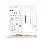Microcase Ahşap Tabanlı Masaüstü Kolye Küpe Bileklik Takı Aksesuar Organizer Standı AL5462 (Siyah)