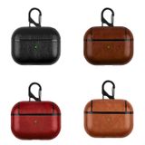 Microcase Airpods 3. Nesil Kulaklık ve Şarj Ünitesi için Deri Desenli Askılı Kılıf - AL3843 (Kırmızı)