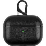 Microcase Airpods 3. Nesil Kulaklık ve Şarj Ünitesi Için Deri Desenli Askılı Kılıf - Siyah