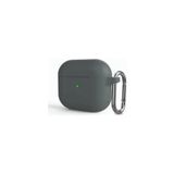 Microcase Airpods 3. Nesil Kulaklık ve Şarj Ünitesi için Silikon Kılıf Koyu Gri-AL2830