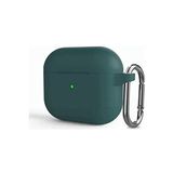 Microcase Airpods 3. Nesil Kulaklık ve Şarj Ünitesi için Silikon Kılıf Koyu Yeşil-AL2830