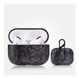 Microcase Airpods 3. Nesil Kulaklık ve Şarj Ünitesi için Yılan Derisi Desenli Kılıf - Gri AL3041