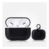 Microcase Airpods 3. Nesil Kulaklık ve Şarj Ünitesi için Yılan Derisi Desenli Kılıf - Siyah AL3041