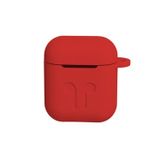 Microcase Airpods Kulaklık ve Şarj Ünitesi için Silikon Kılıf + Kulaklık Askılık + Çengel - Kırmızı
