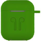 Microcase Airpods Kulaklık ve Şarj Ünitesi için Silikon Kılıf + Kulaklık Askılık + Çengel-Koyu Yeşil
