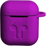 Microcase Airpods Kulaklık ve Şarj Ünitesi için Silikon Kılıf + Kulaklık Askılık + Çengel - Mor