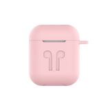 Microcase Airpods Kulaklık ve Şarj Ünitesi için Silikon Kılıf + Kulaklık Askılık + Çengel - Pembe