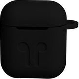 Microcase Airpods Kulaklık ve Şarj Ünitesi için Silikon Kılıf + Kulaklık Askılık + Çengel - Siyah