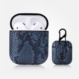 Microcase Airpods Kulaklık ve Şarj Ünitesi için Yılan Derisi Desenli Kılıf - MAVİ