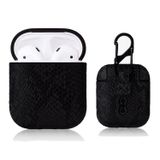 Microcase Airpods Kulaklık ve Şarj Ünitesi için Yılan Derisi Desenli Kılıf - SİYAH