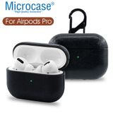 Microcase Airpods Pro Kulaklık Ve Şarj Ünitesi İçin Deri Kılıf - Siyah