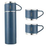 Microcase AL3678 Mavi 3 Bardaklı Paslanmaz Çelik 500 ml Sıcak Soğuk Tutan Çay Kahve Su Termosu