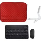 Microcase Apple iPad Air 11 2024 Tablet Için Kapitone Tablet Çanta + Bluetooth Klavye + Mouse + Tablet Standı - Kırmızı