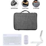Microcase Apple iPad Air 11 2026 ile Uyumlu Gri Çanta + Türkçe Bluetooth Klavye + Mouse + Standı - Beyaz AL5163