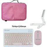 Microcase Apple iPad Air 11 2026 ile Uyumlu Tablet Çanta+Türkçe Bluetooth Klavye +Mouse+ Standı - Pembe AL8127