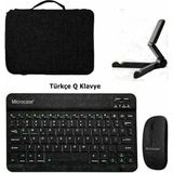 Microcase Apple iPad Air 11 2026 ile Uyumlu Tablet Için Türkçe Bluetooth Klavye+Mouse+Tablet Standı-Siyah AL8126 -Siyah