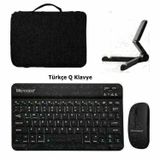 Microcase Apple iPad Air 11 2026 ile uyumlu Tablet için Türkçe Bluetooth Klavye+Mouse+Tablet Standı-Siyah AL8126