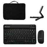 Microcase Apple iPad Air 11 M3 2025 Tablet Için Türkçe Bluetooth Klavye+Mouse+Tablet Standı-Siyah AL8126