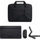 Microcase Apple iPad Air 13 2026 ile Uyumlu Macbook Laptop Çantası 2 Bölmeli + Bluetooth Klavye+Mouse+Tablet Standı Siyah AL5568