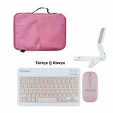 Microcase Apple iPad Air 13 2026 ile Uyumlu Tablet Çanta+Türkçe Bluetooth Klavye +Mouse+ Standı - Pembe AL8127