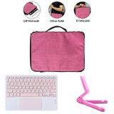 Microcase Apple iPad Air 13 2026 ile Uyumlu Touchpad Bluetooth Klavye + Tablet Standı - Pembe AL5194