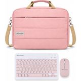 Microcase Apple iPad Air 13 M3 (2025) ile Uyumlu Tablet Notebook Macbook Çantası + Bluetooth Klavye ve Mouse Set Pembe - AL5895