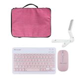Microcase Apple iPad Mini 2024 8.3 inch Uyumlu Tablet Çanta+Türkçe Bluetooth Klavye +Mouse+ Standı - Pembe AL8127
