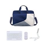 Microcase Apple iPad Pro 13 (2024) Için Macbook Çantası+Türkçe Bluetooth Klavye+Mouse+Tablet Standı Beyaz AL5164 - Lacivert
