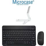 Microcase Apple iPad Pro 13 2025 için Bluetooth Klavye (TR Sticker) + Bluetooth Mouse + Tablet Standı - AL2765