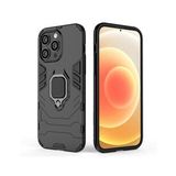 Microcase Apple iPhone 14 Pro Max Batman Serisi Yüzük Standlı Armor Kılıf - Siyah