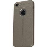 Microcase Apple iPhone 6 6S Leather Effect TPU Silikon Tempered Cam + Gri Kılıf