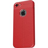 Microcase Apple iPhone 6 6S Leather Effect TPU Silikon Tempered Cam + Kırmızı Kılıf