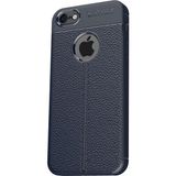 Microcase Apple iPhone 6 6S Leather Effect TPU Silikon Tempered Cam + Lacivert Kılıf