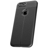Microcase Apple iPhone 7 Plus Leather Effect Silikon Tempered Cam + Siyah Kılıf