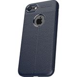 Microcase Apple iPhone 8 Leather Effect Silikon Tempered Cam + Lacivert Kılıf