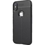 Microcase Apple iPhone X Leather TPU Silikon Tempered Cam + Siyah Kılıf
