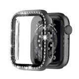 Microcase Apple Watch 7 41Mm Elmas Taş Camlı Rubber Kılıf - Siyah