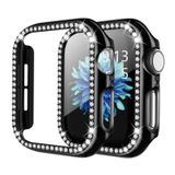 Microcase Apple Watch 7 41Mm Elmas Taş Sert Rubber Kılıf - Siyah