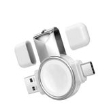 Microcase Apple Watch 7 45 mm ile Uyumlu 2in1 Type-C+USB Manyetik Şarj-AL2730 Beyaz