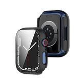Microcase Apple Watch 7 45mm Ekran Korumalı Sert Slim Rubber Kılıf - I7R1 Siyah