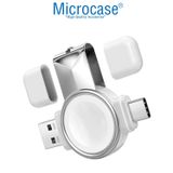 Microcase Apple Watch Saatler İçin 2in1 Type-c Ve Usb Arayüzlü Manyetik Şarj Aygıtı - Al2730 Beyaz