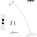 Microcase Çelik Halatlı Anahtarlı Kablolu Pvc Kapı Pencere Emniyet Hırsız Çocuk Güvenlik Kilidi - AL5186 3 Adet - Beyaz