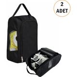 Microcase Çok Amaçlı Fileli Ayakkabı Düzenleyici Seyahat Çantası Hurç 34X23X14 cm 2 Adet AL5503 - Siyah