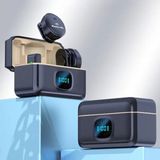 Microcase Dijital Göstergeli Şarj Kutulu Type-C Girişli Ikili Kablosuz Yaka Mikrofonu - Telefon Bilgisayar Uyumlu Vlog Canlı Yayın Mikrofon SETI-AL5820 - Siyah