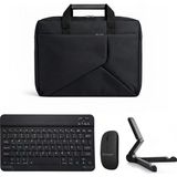 Microcase Honor Magicpad 4 12.3 Inch ile Uyumlu Macbook Laptop Çantası 2 Bölmeli + Bluetooth Klavye+Mouse+Tablet Standı Siyah AL5568