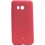 Microcase HTC U11 Premium Mat Silikon Tempered Glass Cam + Kırmızı Kılıf