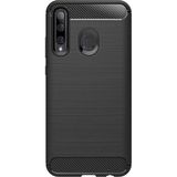 Microcase Huawei Enjoy 9s Brushed Carbon Fiber Siyah Silikon Kılıf