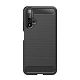 Microcase Huawei Honor 20 Brushed Carbon Fiber Silikon Kılıf - Siyah