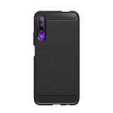 Microcase Huawei Honor 9X Brushed Carbon Fiber Silikon Kılıf - Siyah